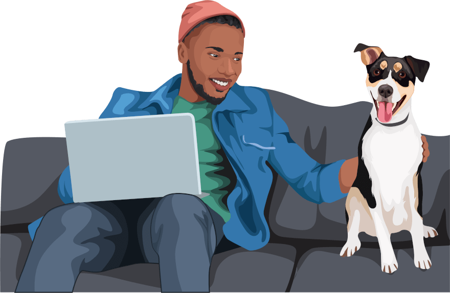 Man on Sofa with Dog